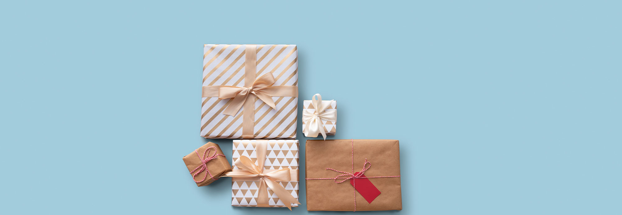 Wrapped holiday gifts